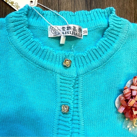 NWT Girls Knitted Buttoned Down Bow Dress Size 24 Months - Picture 4 of 11